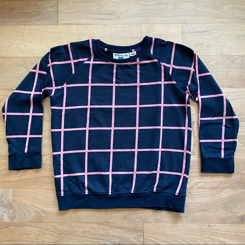 HUGO LOVES TIKI Black & Pink Grid Sweatshirt